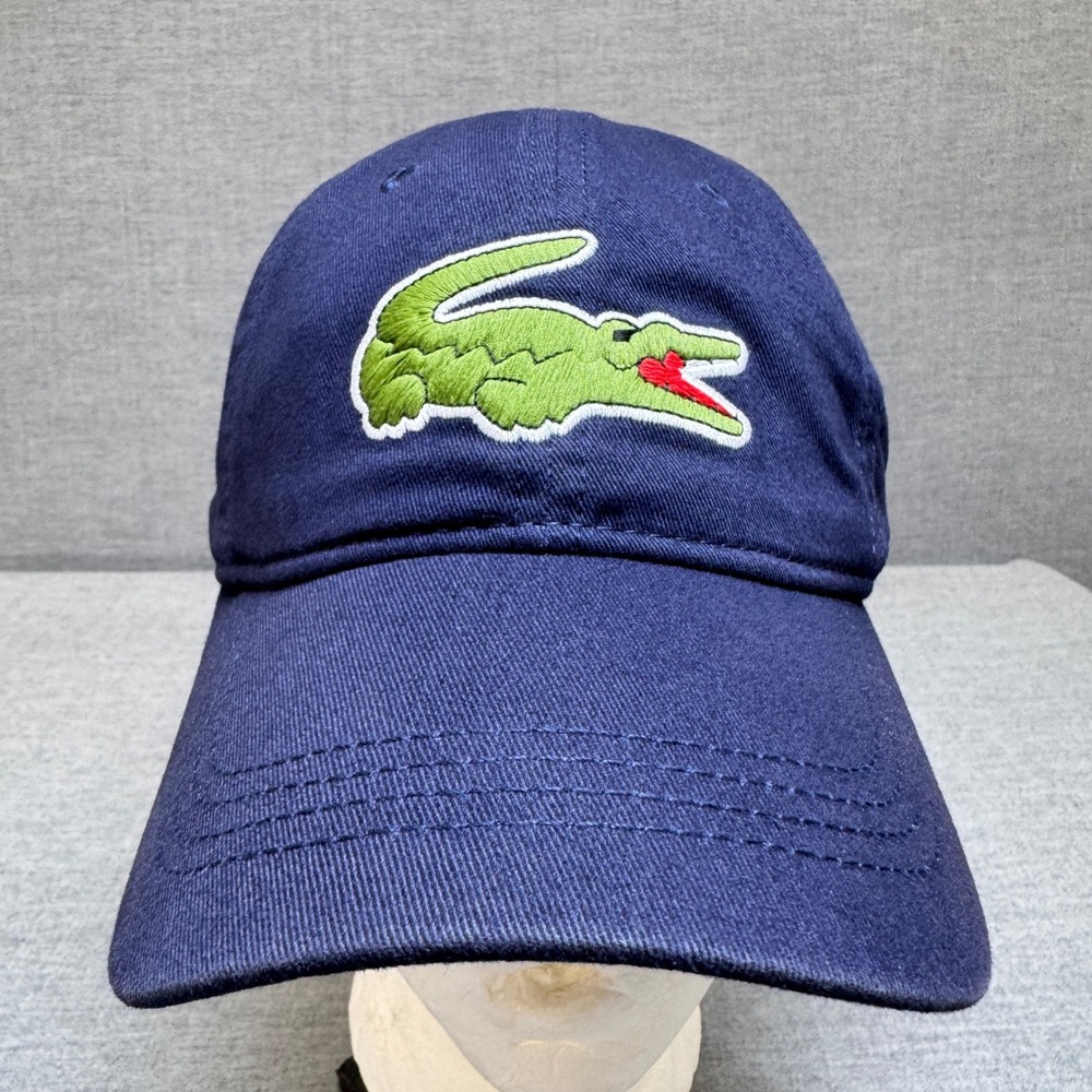 Lacoste Mens Big Croc Gabardine Cap Navy Blue Adjustable Hat RK8217